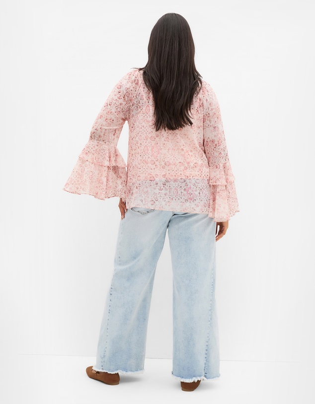 City Chic - Glam Frill Print Top