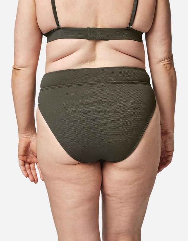 UNE PIECE - Textured High-Cut High-Waisted Bikini Bottom