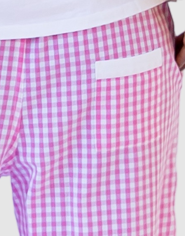 Sant And Abel - Women's Hepburn Gingham Pink Long PJ Pants