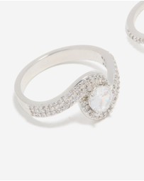 Lovisa - Silver Cubic Zirconia Puzzle Stacking Rings 2-Pack