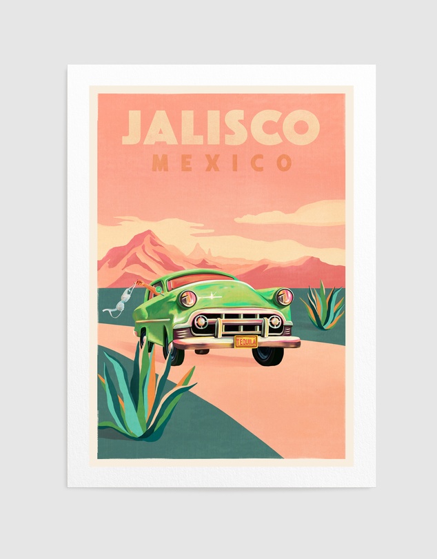 Olive et Oriel - Jalisco Mexico Vintage Travel Poster by The Whiskey Ginger Art Print