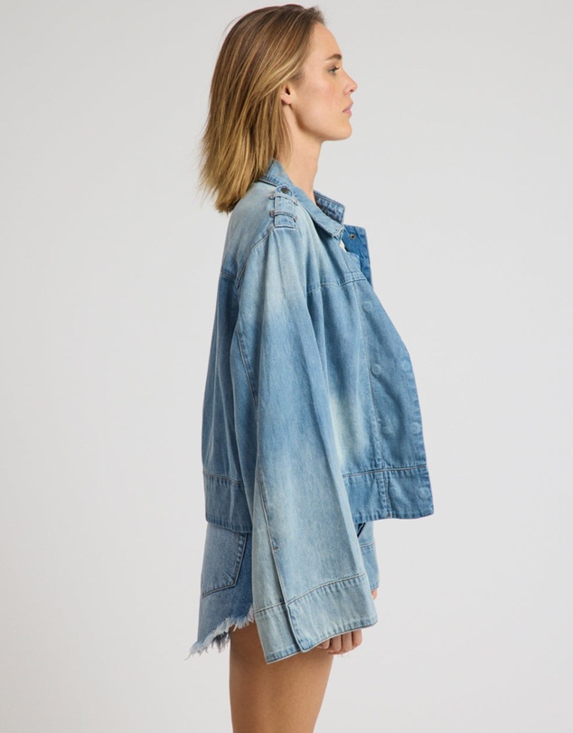 ONE TEASPOON - Victory Belle Denim Linen Jacket - Blue Latte