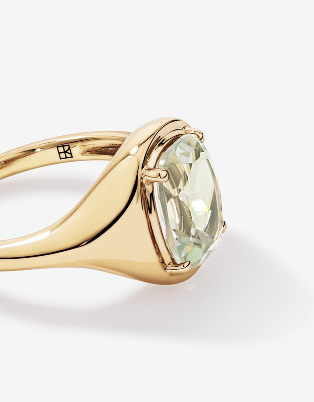 Michael Hill - Elongated Cushion Cut Green Amethyst Ring in 10kt Yellow Gold