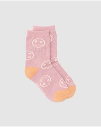 Pretty Brave - 2-PACK SMILEY SOCKS Blush/White