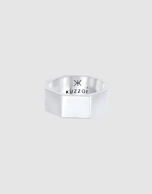Kuzzoi - ICONIC EXCLUSIVE - Polished Hexagon Band Ring in 925 Sterling Silver