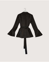 Revibe - Repaired Shona Joy La Lune Flared Sleeve Belted Blazer - AU 6