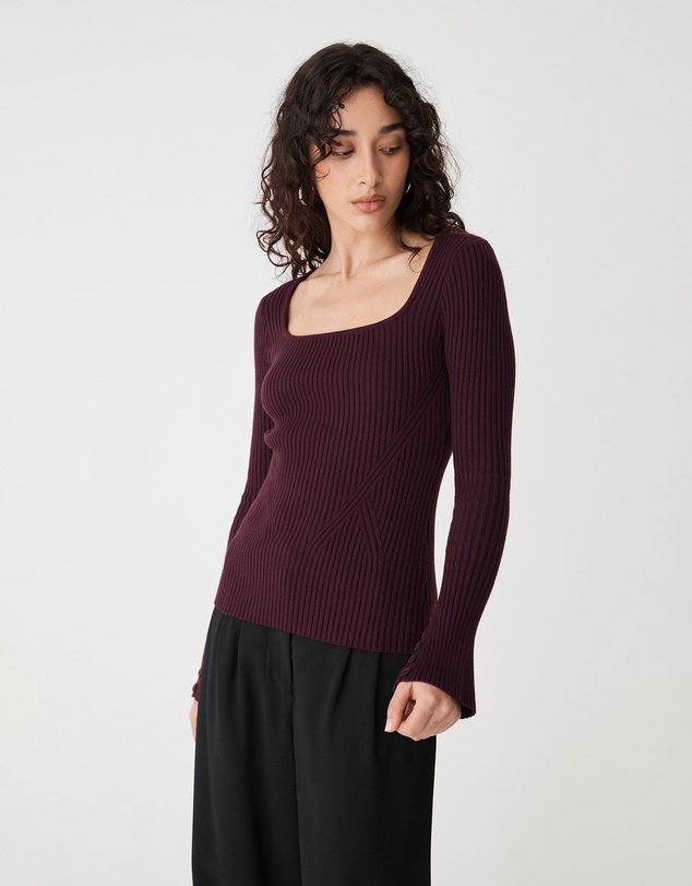 Forcast - Zahlia Square Neck Rib Knit