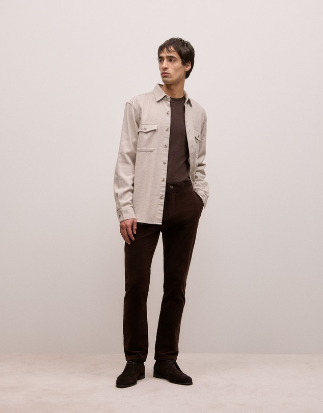 Trenery - Brushed Herringbone Overshirt in Putty