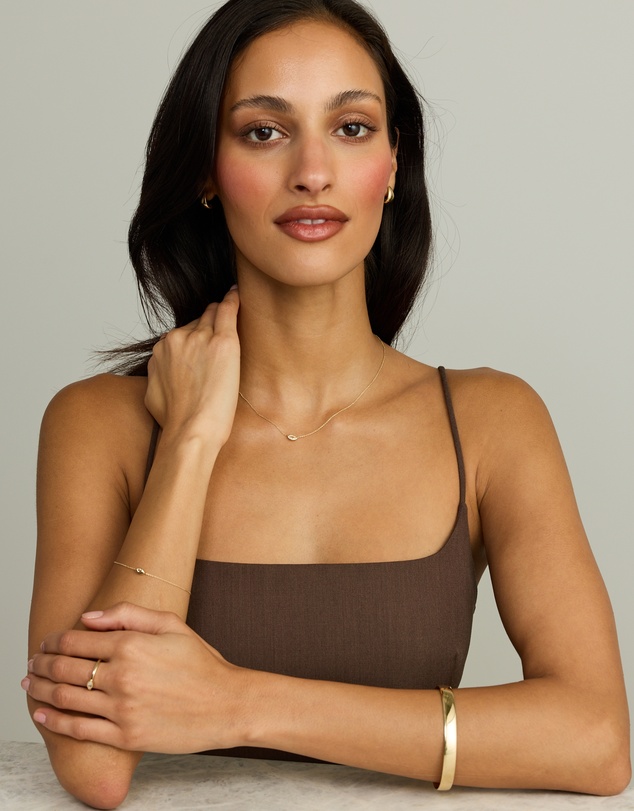 Michael Hill - Marquise Cut White Created Sapphire Bezel Necklace in 10kt Yellow Gold