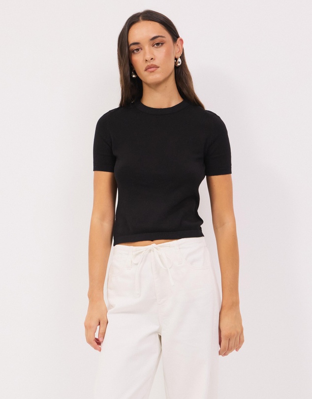 Calli - Melton Fitted Knit Tee