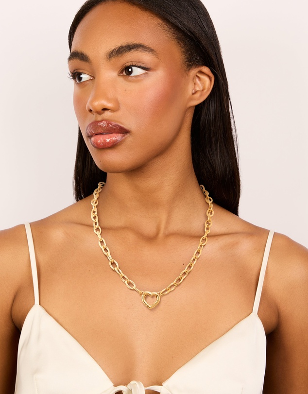 Lovisa - Waterproof Gold Plated Stainless Steel Heart Clasp Chain Necklace