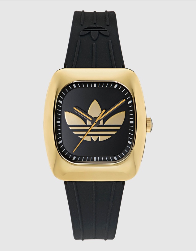 adidas Originals - Retro Wave One IP Gold-Tone Black Silicone Watch