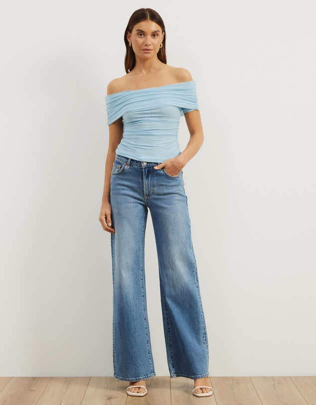 Atmos&Here - Elka Short Sleeve Mesh Off Shoulder Top