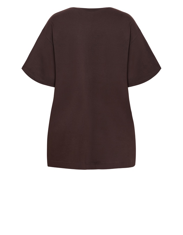 City Chic - Plus size Oversized Split Tee - chocolate