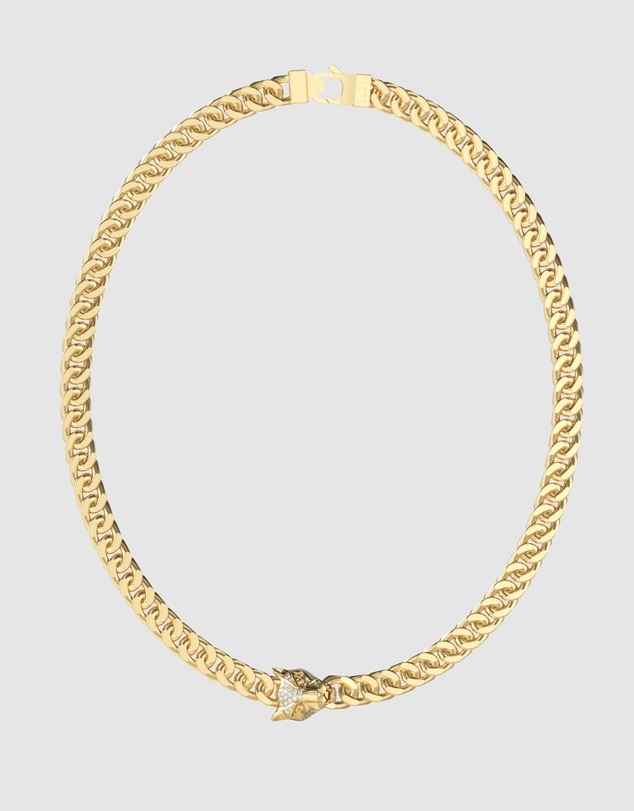 GUESS - GUESS Mens Gold-Tone Panther Chain Necklace