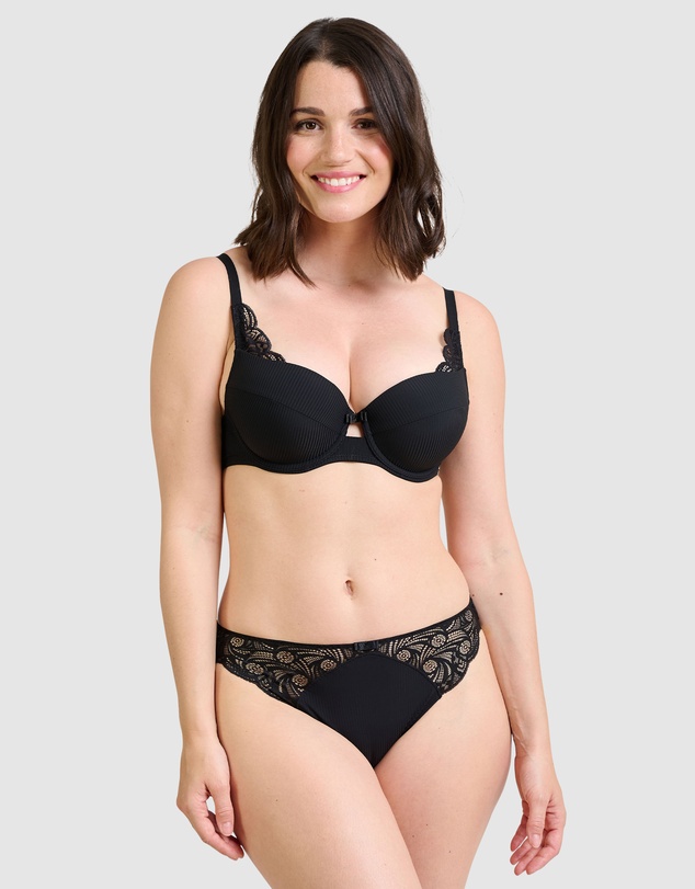Sans Complexe - Ariane Essential Ribbed Microfibre Bikini Brief With Lace