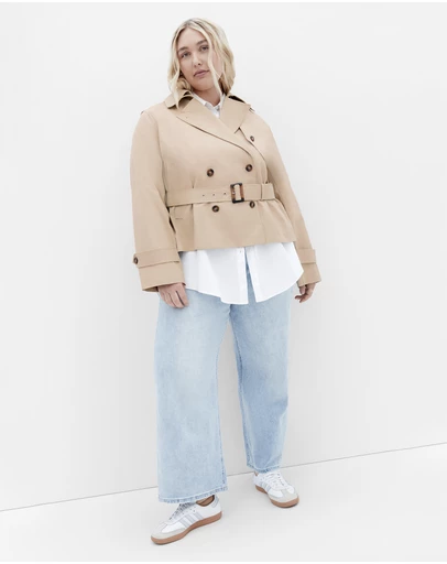 City Chic - Plus size Leah Crop Trench - taupe