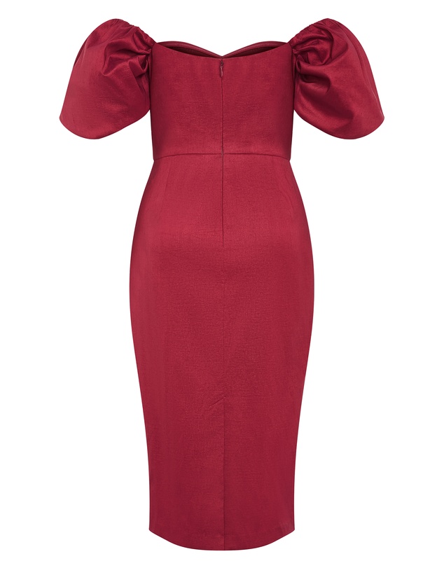 City Chic - Plus size Valentine Off Shoulder Dress - crimson