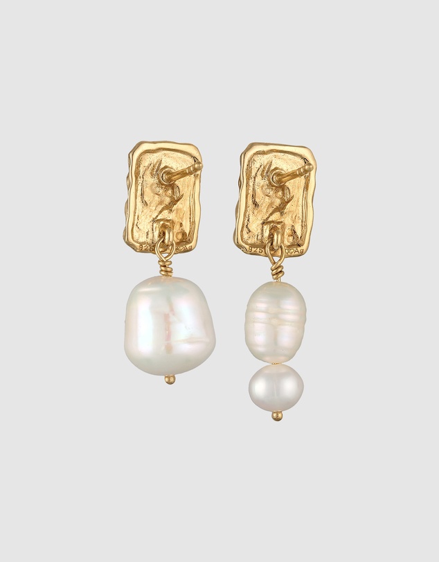 Elli Jewelry - Organic Freshwater Pearl Stud Earrings in Gold-Plated 925 Silver