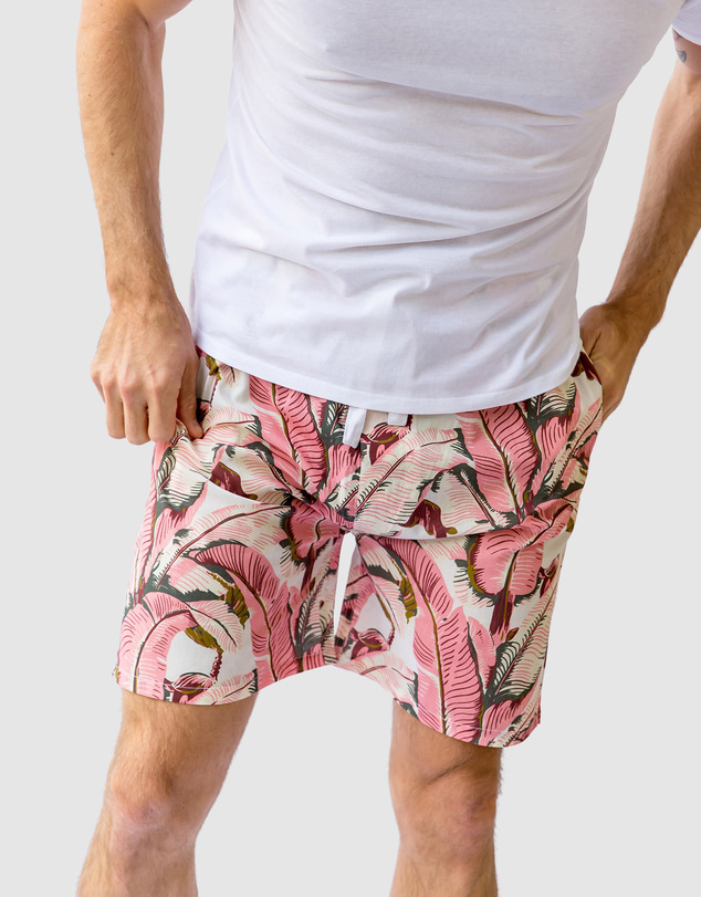 Sant And Abel - Men's Martinique® Pink Banana Leaf Sleep Shorts