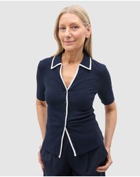 Seed Heritage - Rib Contrast Button Down Top