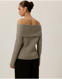 Tussah - Elena Ribbed Off The Shoulder Jumper