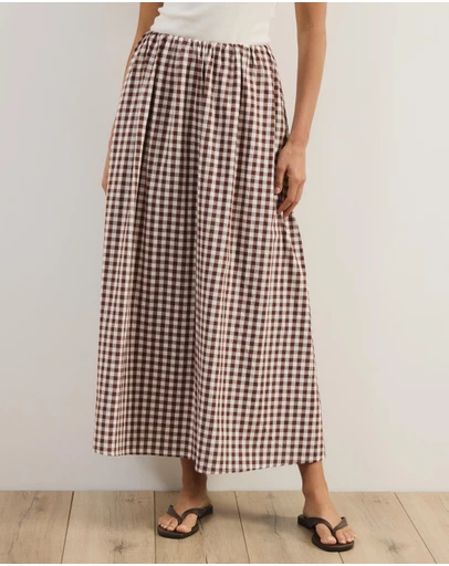 Atmos&Here - Lydia Gingham Midi Skirt