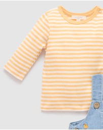 Purebaby - Chook Embroidered Denim Overall Set -Kids-Babies