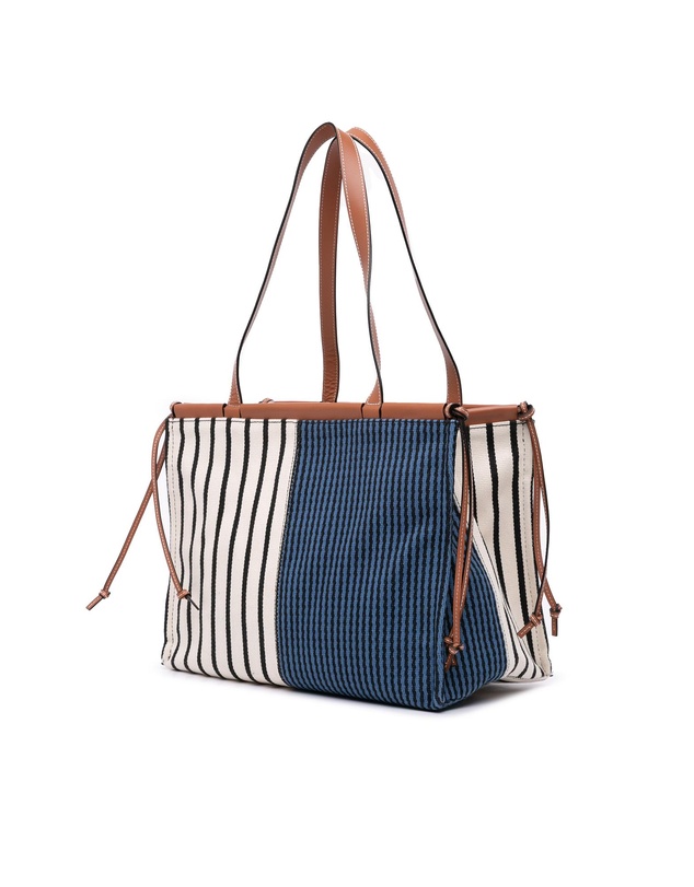 Pre-Loved by Azura Reborn - Pre-Loved loewe Paula Ibiza Tote Bag Striped Canvas
