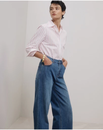 Trenery - Poplin Twin Stripe Shirt in Spice Red