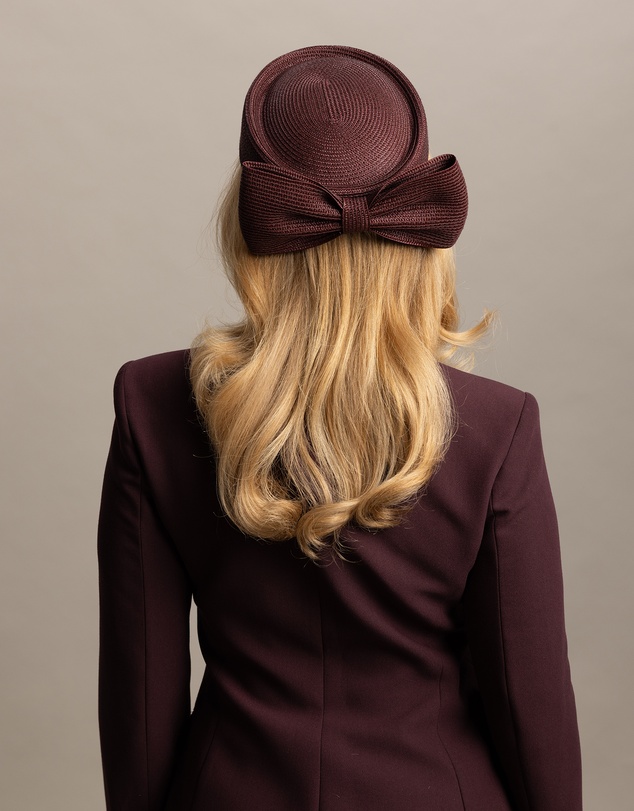 Morgan & Taylor - Tara Racewear Pillbox Hat in Dark Cherry Red