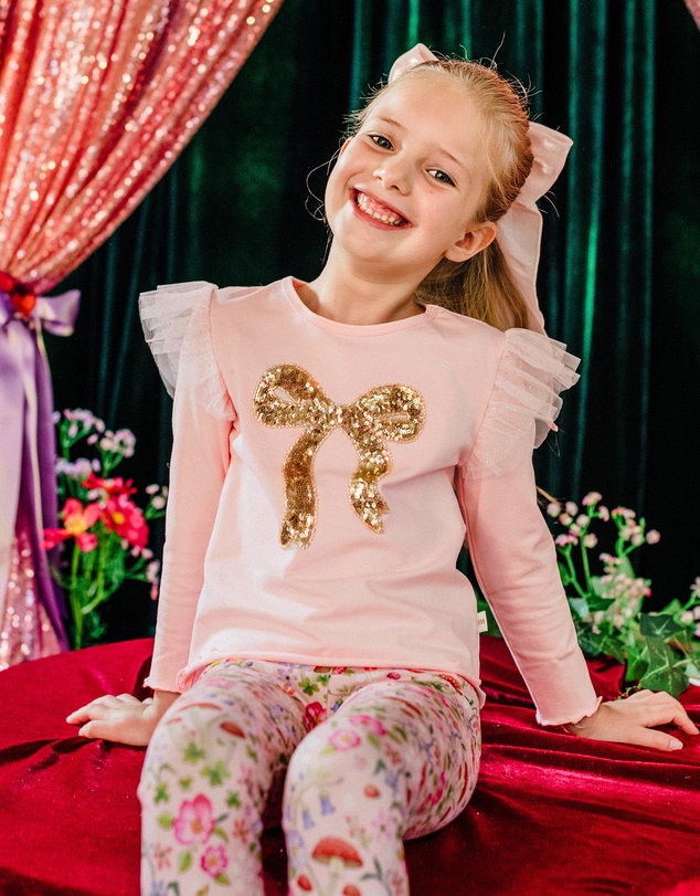 Fleur Harris - 'Days of Enchantment' Bow Tee in Peach