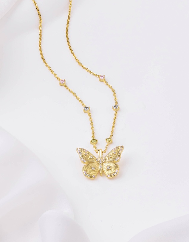 Wanderlust + Co - Butterfly Rainbow & Gold Necklace