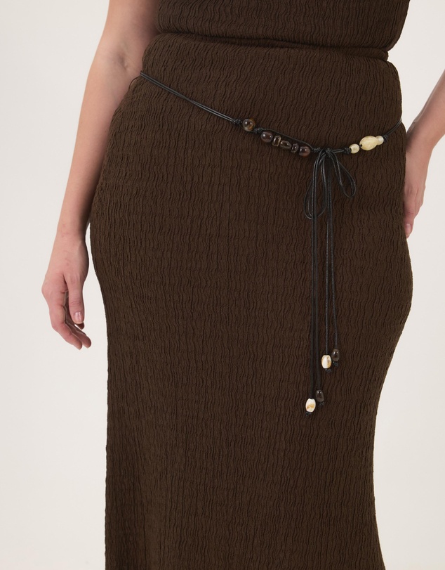 Atmos&Here Curvy - Maeve Textured Jersey Skirt with Beaded Belt
