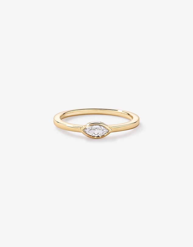 Michael Hill - Marquise Cut White Created Sapphire East-to-West Set Bezel Ring in 10kt Yellow Gold