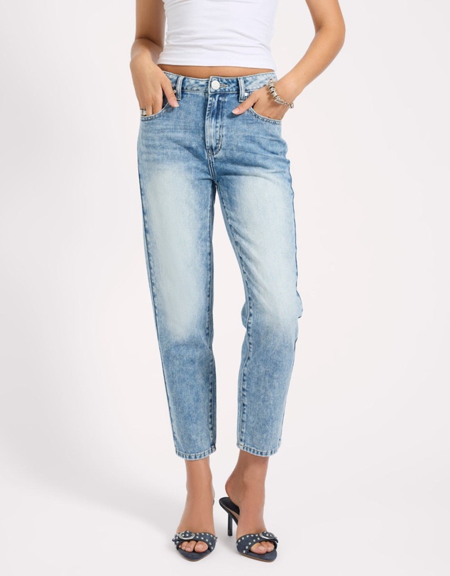 ONE TEASPOON - Slims High Waist Cropped Slim Fit Denim Jeans - Sunset Blue