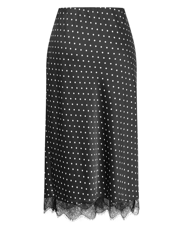 City Chic - Plus size Solene Spot Lace Hem Skirt - dark chocolate