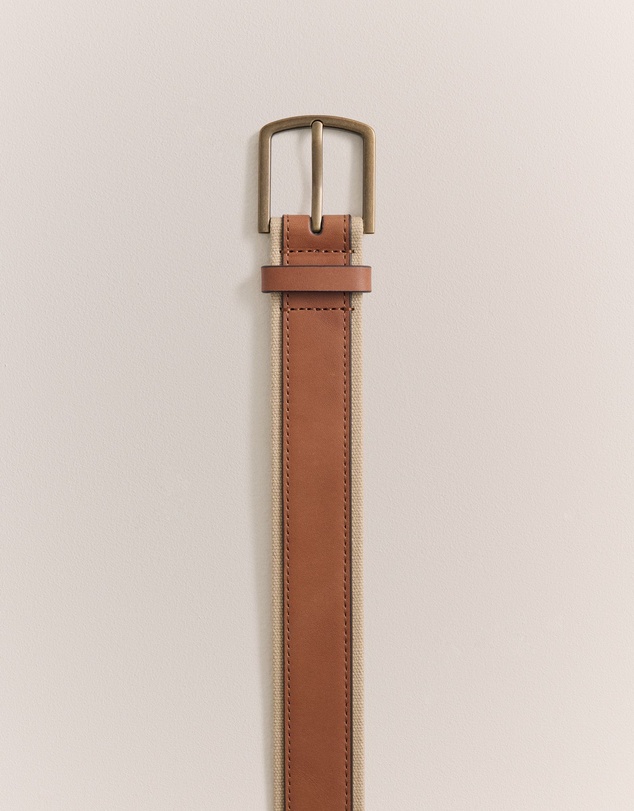 Trenery - Roan Leather Canvas Belt in Dark Camel