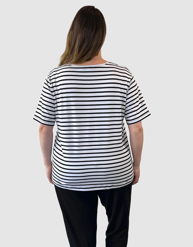 Love Your Wardrobe - LYW & Co Embroidered Stripe Tee