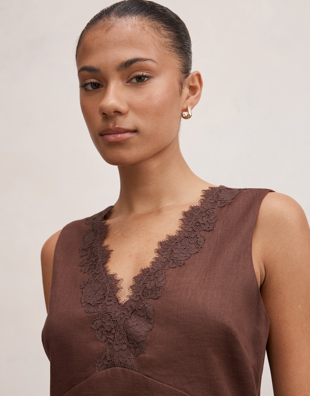 Forever New - Zali Lace Trim Linen Mini Dress