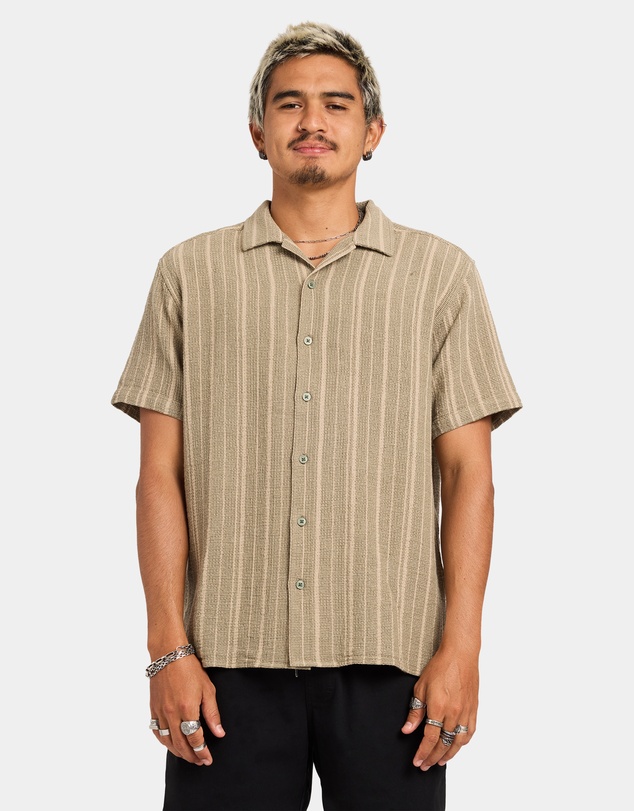 RVCA - Mens Vacancy Stripe Short Sleeve Shirt