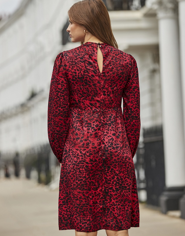 Sosandar - Animal Print Key Hole Detail Fit & Flare Dress