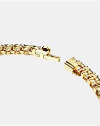 Swarovski - Matrix Tennis bracelet, Round cut, White, Gold-tone plated