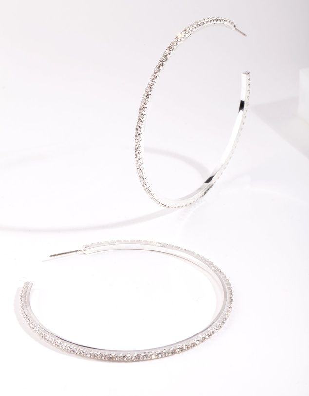 Lovisa - Silver Oversized Diamante Hoop Earrings