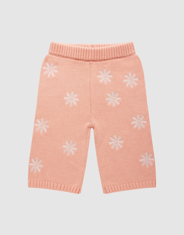 Kynd Baby - Embroidered Knit Flare Pant in Pearl