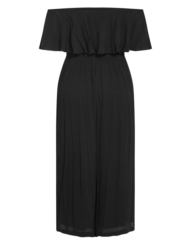 City Chic - Plus size Emery Off Shoulder Jumpsuit - black