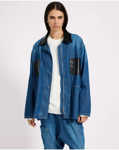 ONE TEASPOON - My Boyfriends Denim Shacket - Blue Pasadena