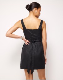 AERE - Kaili Linen Square Neck Mini Dress