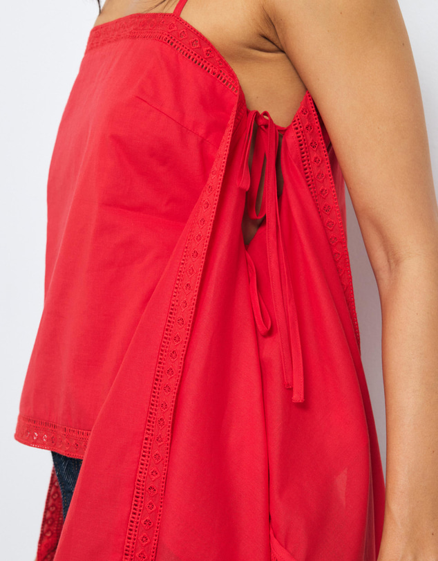 AERE - Piper Cotton Trim Detail Scarf Top