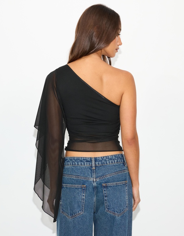 Dazie - Marcello One Shoulder Mesh Top